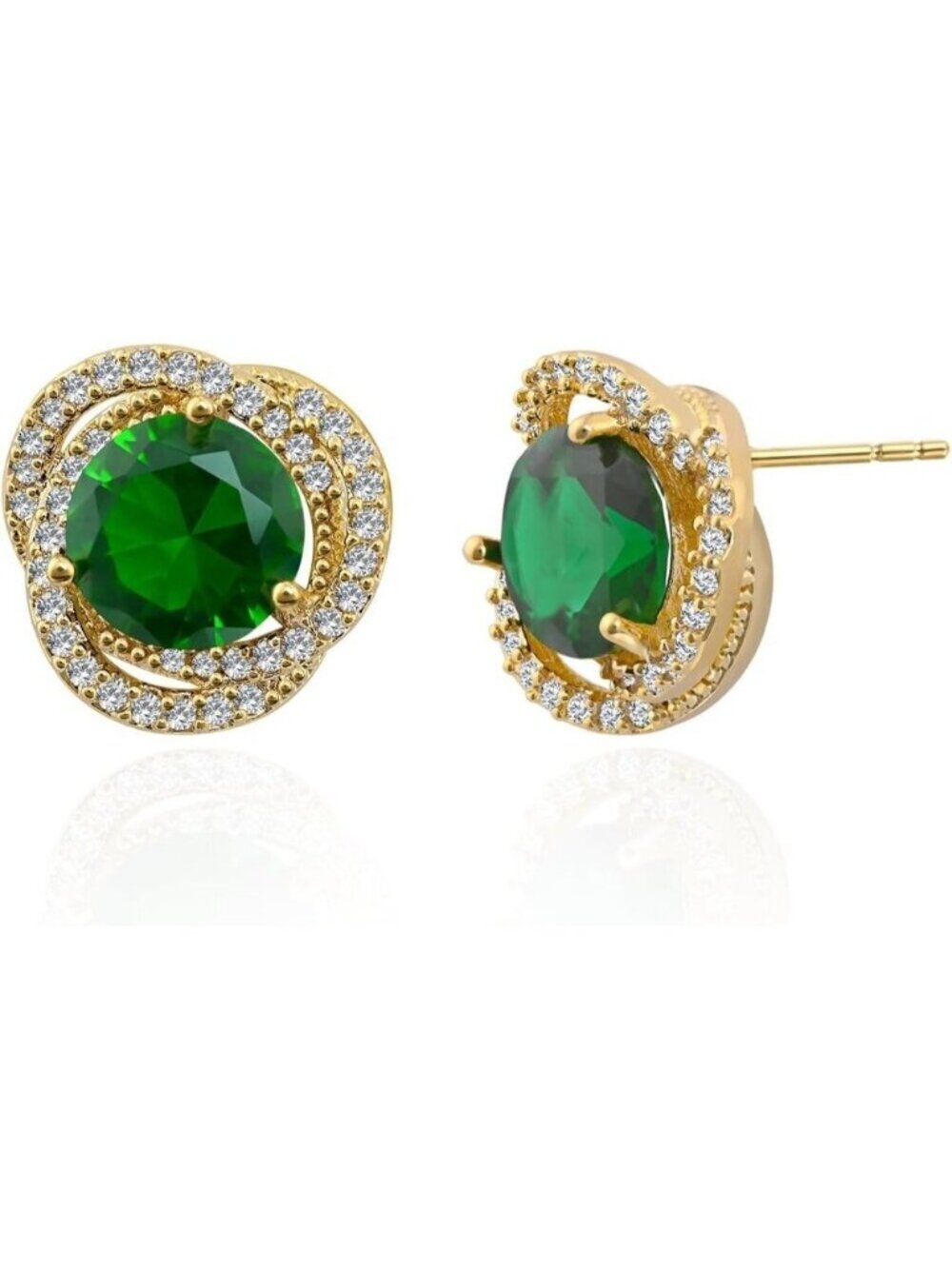 Women's Gold Plated Crystal Birthstone Adopt Circle Beautiful Green Earrings